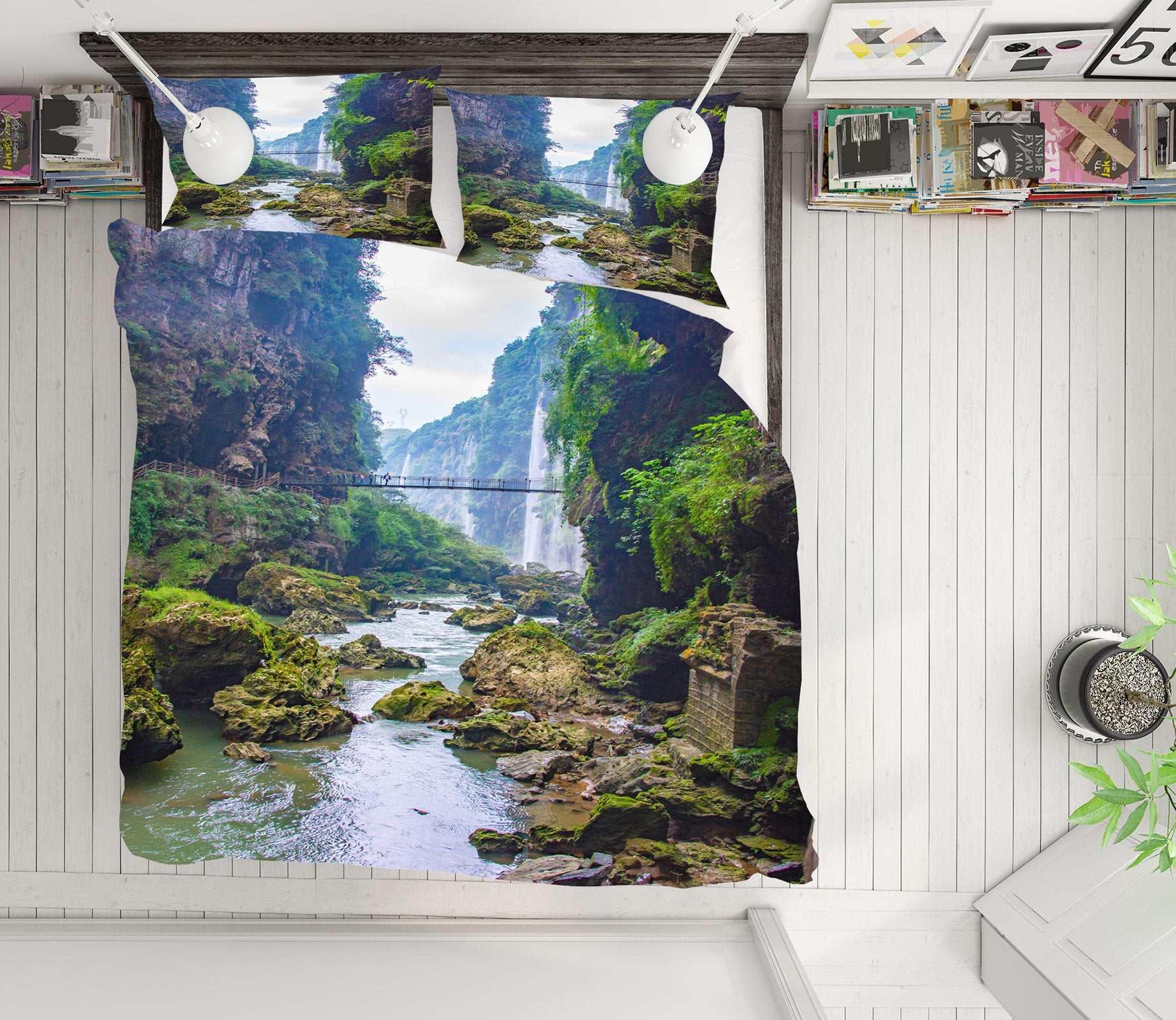 3D Mountain Gorge 16146 Bed Pillowcases Quilt