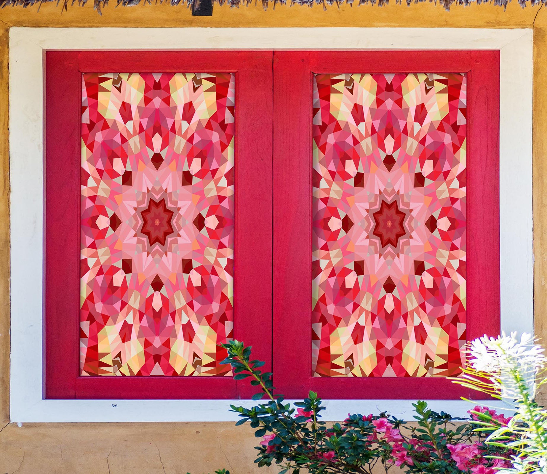 3D Flower Pattern 415 Window Film Print Sticker Cling Stained Glass UV Block