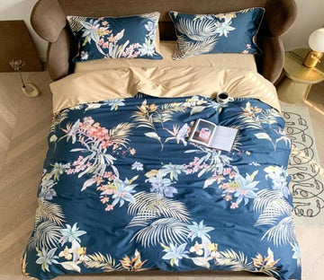 3D Blue Lily Flower 7125 Bed Pillowcases Quilt