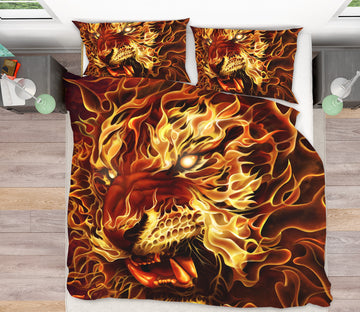 3D Flame Tiger 4087 Tom Wood Bedding Bed Pillowcases Quilt