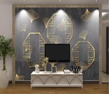 3D Golden Leaves 1648 Wall Murals Wallpaper AJ Wallpaper 2 