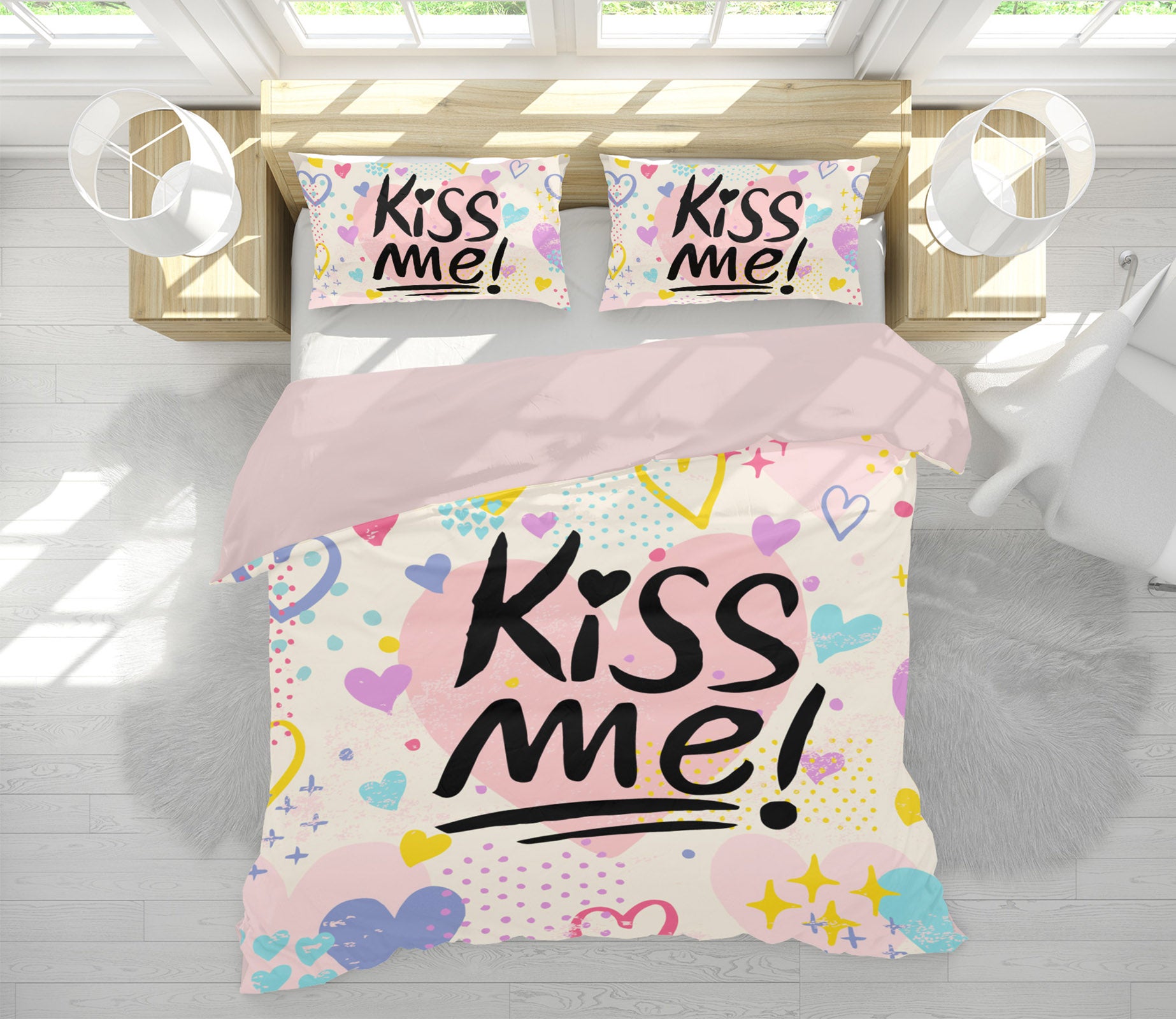 3D Color Heart 63189 Bed Pillowcases Quilt