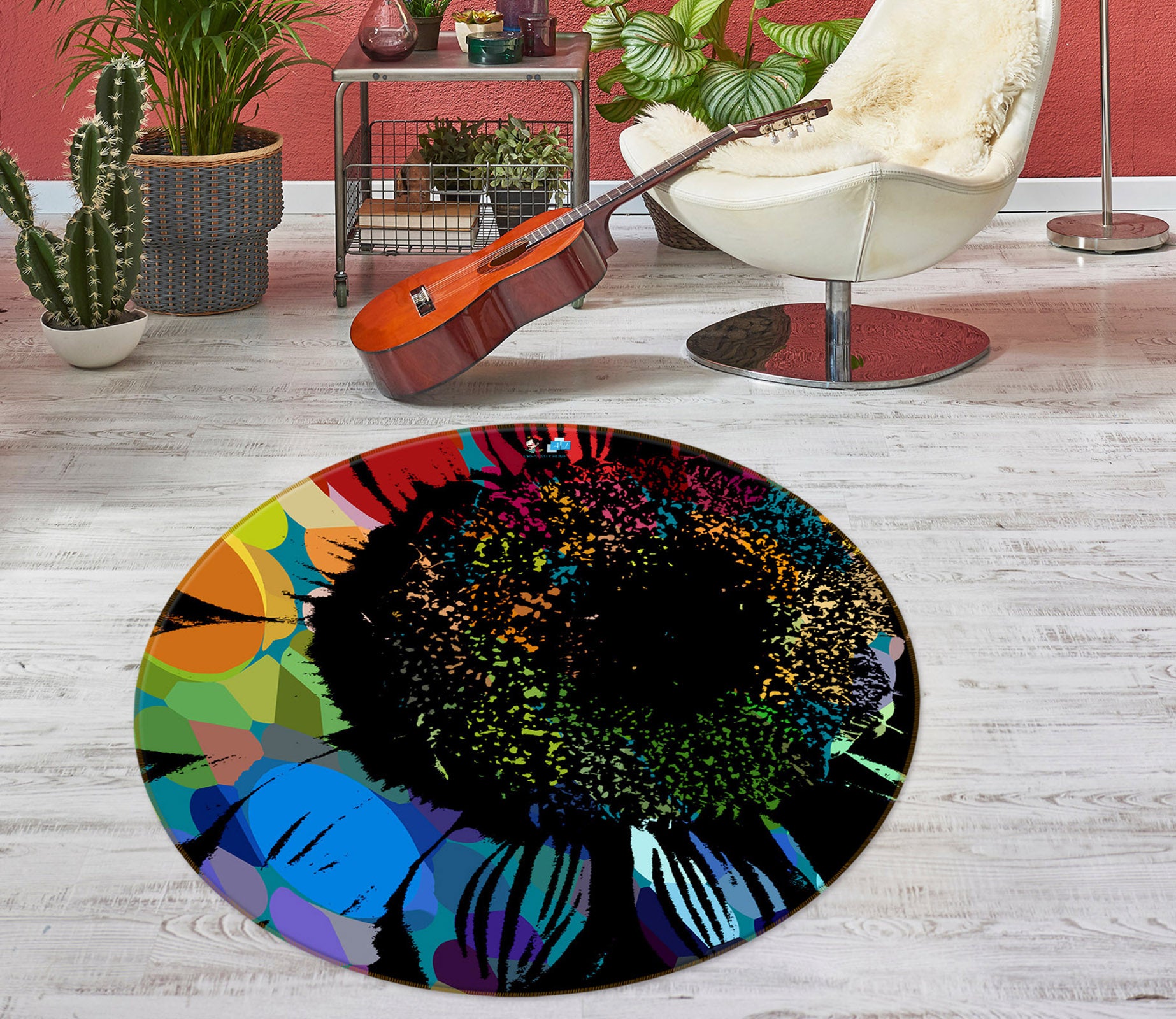 3D Color Petal 19199 Shandra Smith Rug Round Non Slip Rug Mat