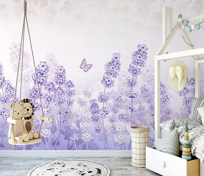 3D Purple Flowers 2547 Wall Murals Wallpaper AJ Wallpaper 2 