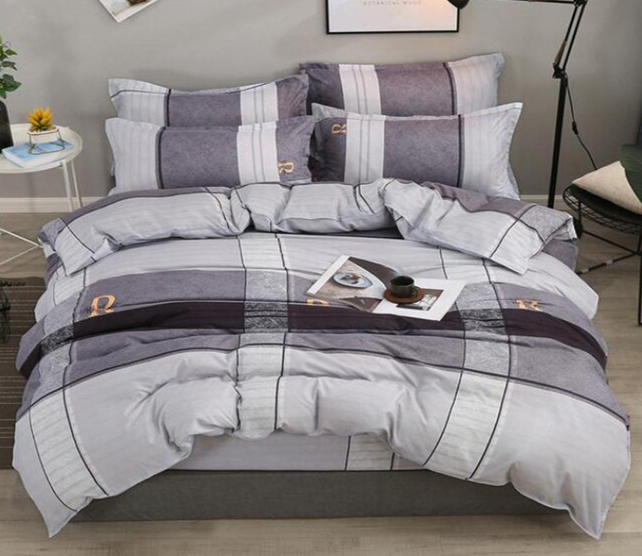 3D Grey Grid 13081 Bed Pillowcases Quilt