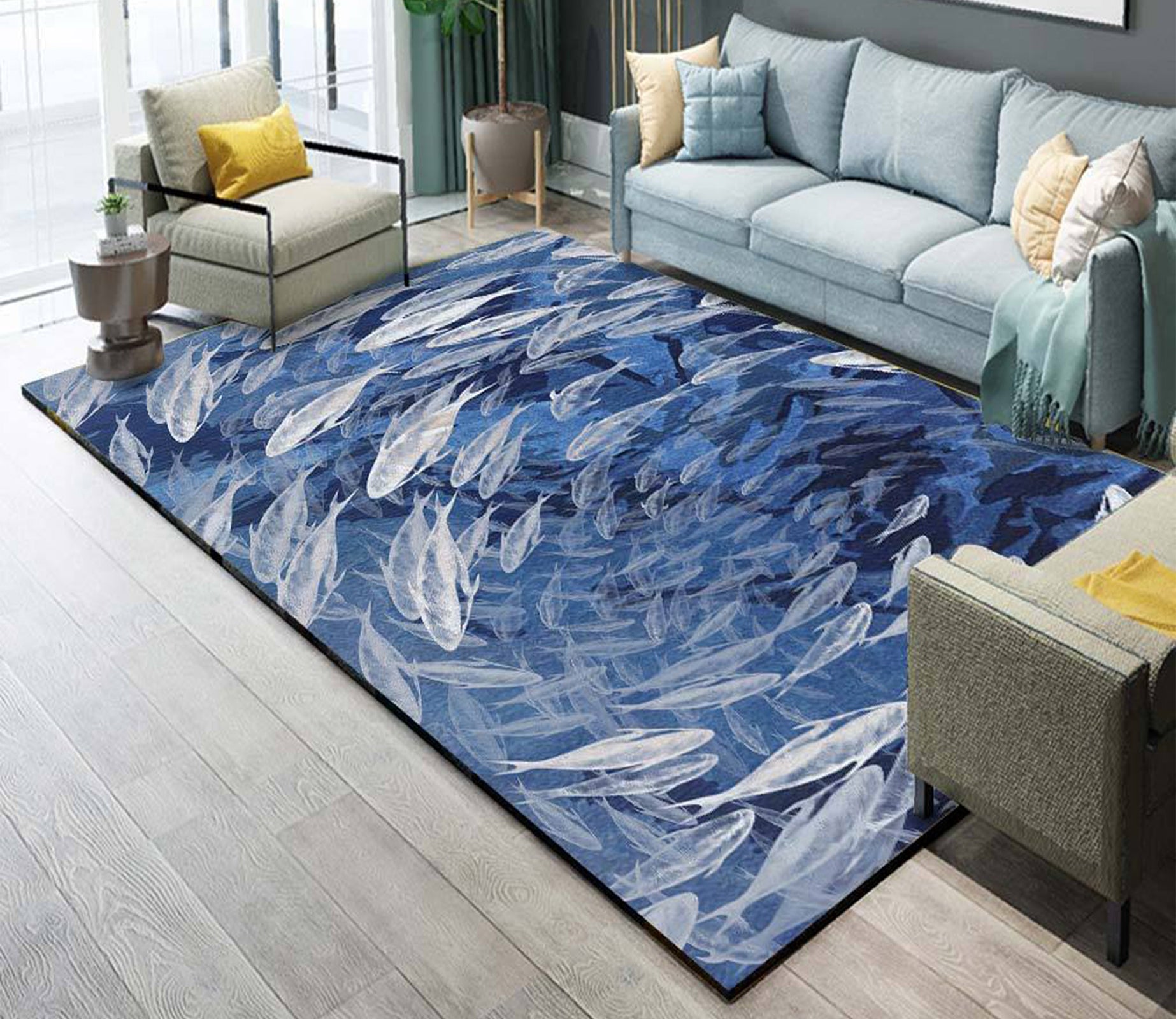 3D Fish WG178 Non Slip Rug Mat Mat AJ Creativity Home 