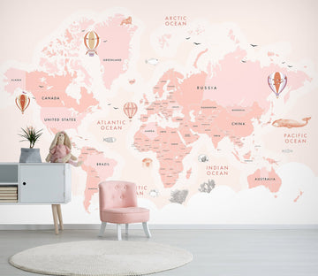 3D Pink Map 1442 Wall Murals Wallpaper AJ Wallpaper 2 