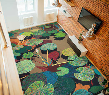 3D Lotus Pond Leaf Painting 96115 Allan P. Friedlander Floor Mural