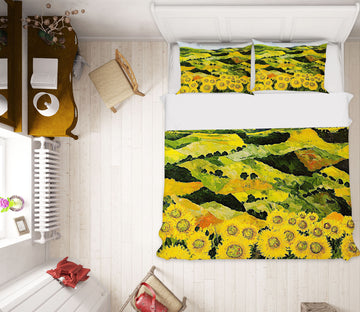 3D Sunflowers Field 1057 Allan P. Friedlander Bedding Bed Pillowcases Quilt
