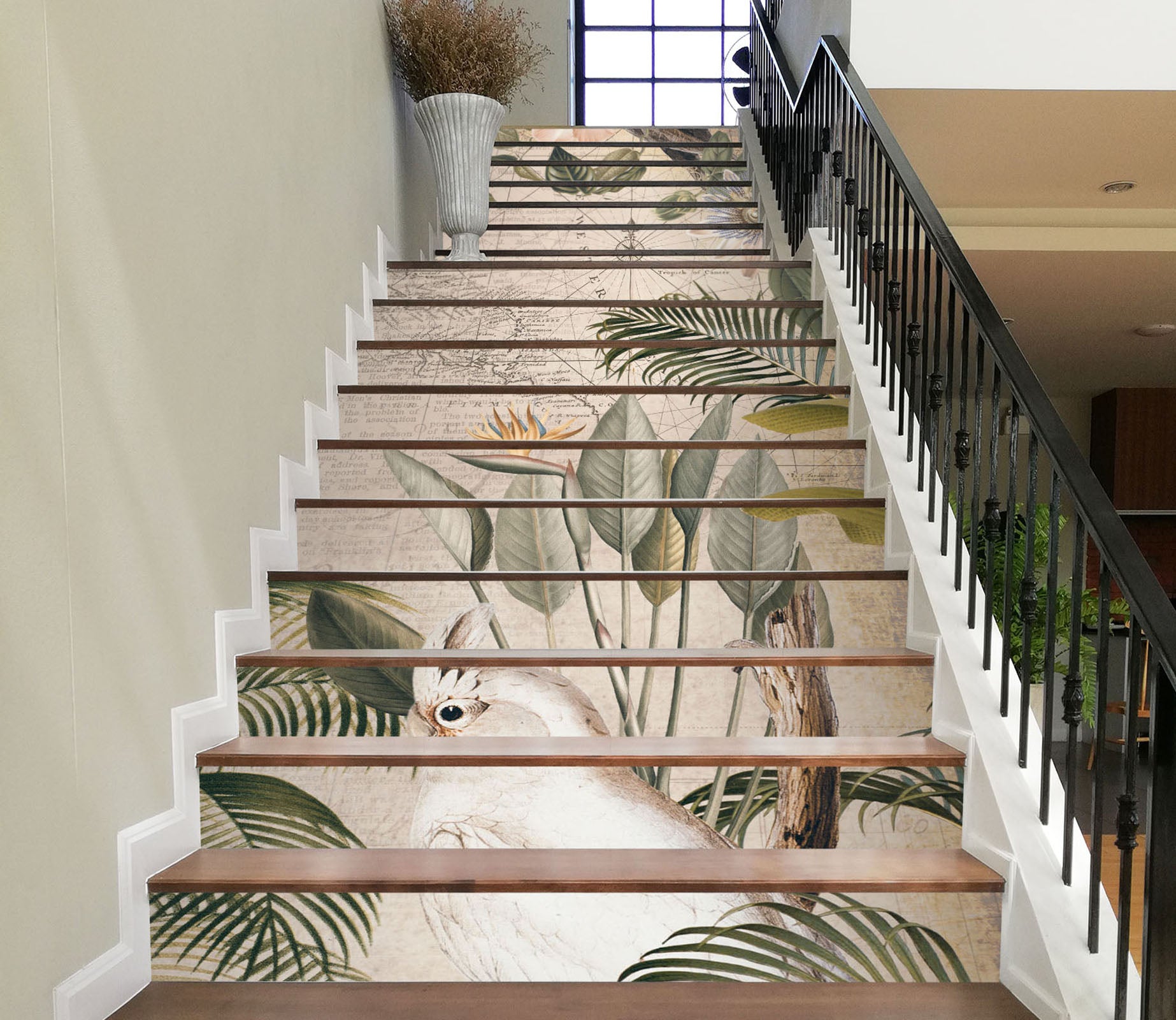 3D Tree Bird Leaves 11050 Andrea Haase Stair Risers