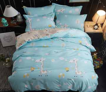 3D Light Blue Giraffe 12179 Bed Pillowcases Quilt