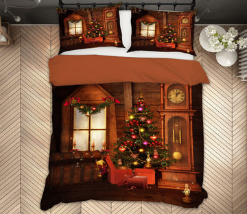 3D Tree Clock 50003 Christmas Quilt Duvet Cover Xmas Bed Pillowcases