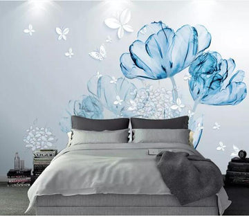 3D Blue Flowers 573 Wall Murals Wallpaper AJ Wallpaper 2 
