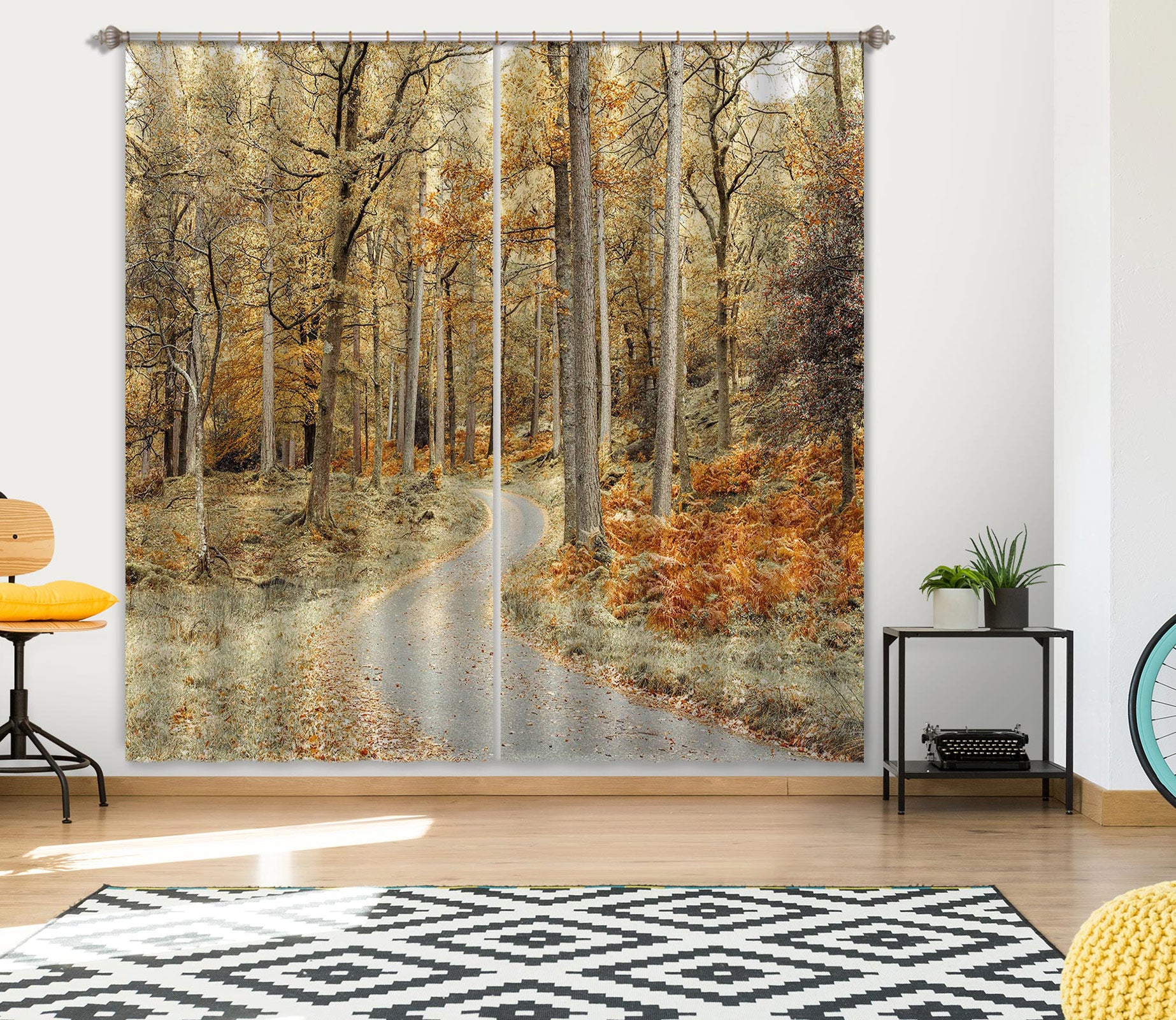 3D Forest Road 067 Assaf Frank Curtain Curtains Drapes