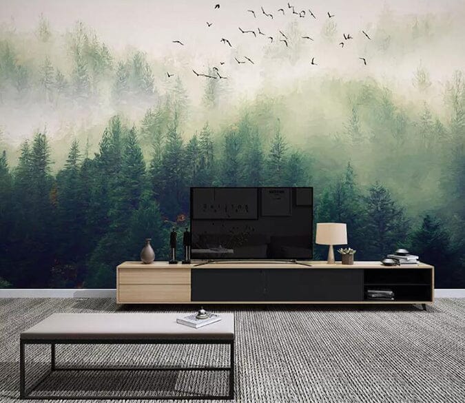 3D Foggy Forest 2173 Wall Murals Wallpaper AJ Wallpaper 2 