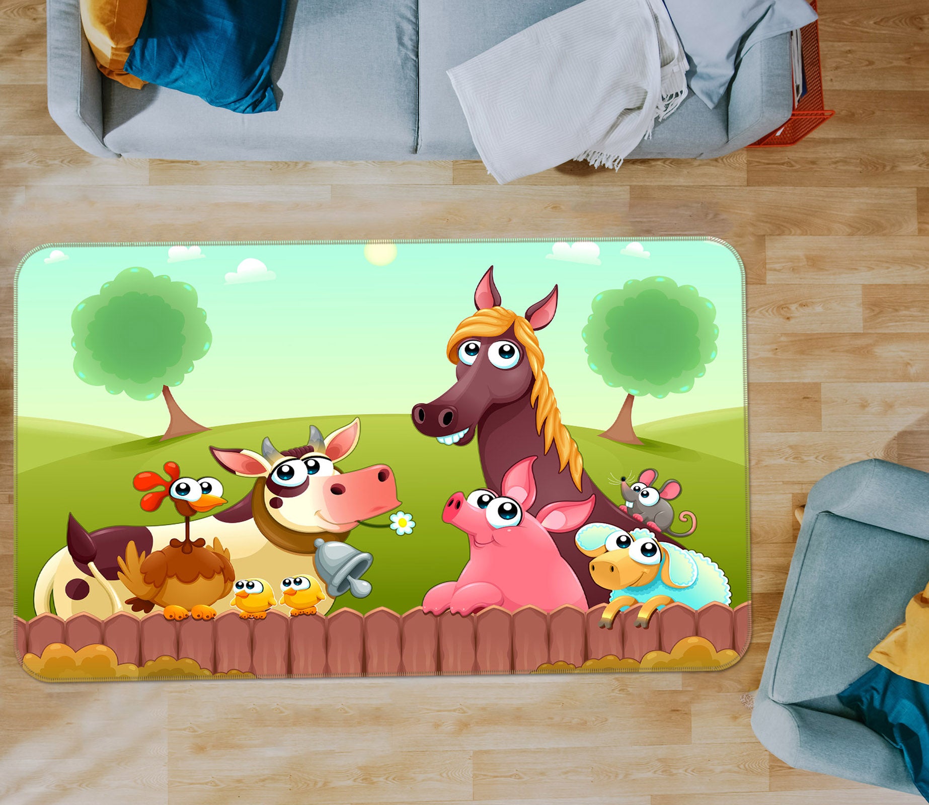 3D Pasture Animals 36141 Non Slip Rug Mat