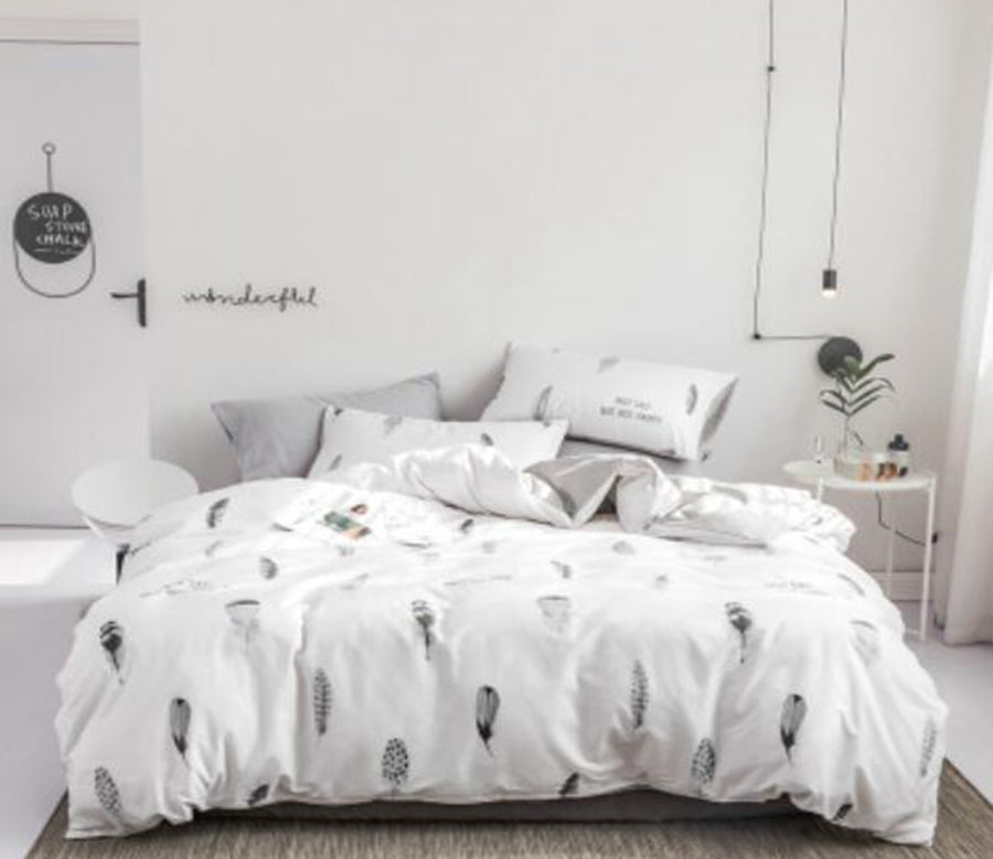 3D Black Feather 15159 Bed Pillowcases Quilt