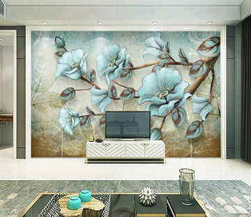 3D Blue Flowers 475 Wall Murals Wallpaper AJ Wallpaper 2 