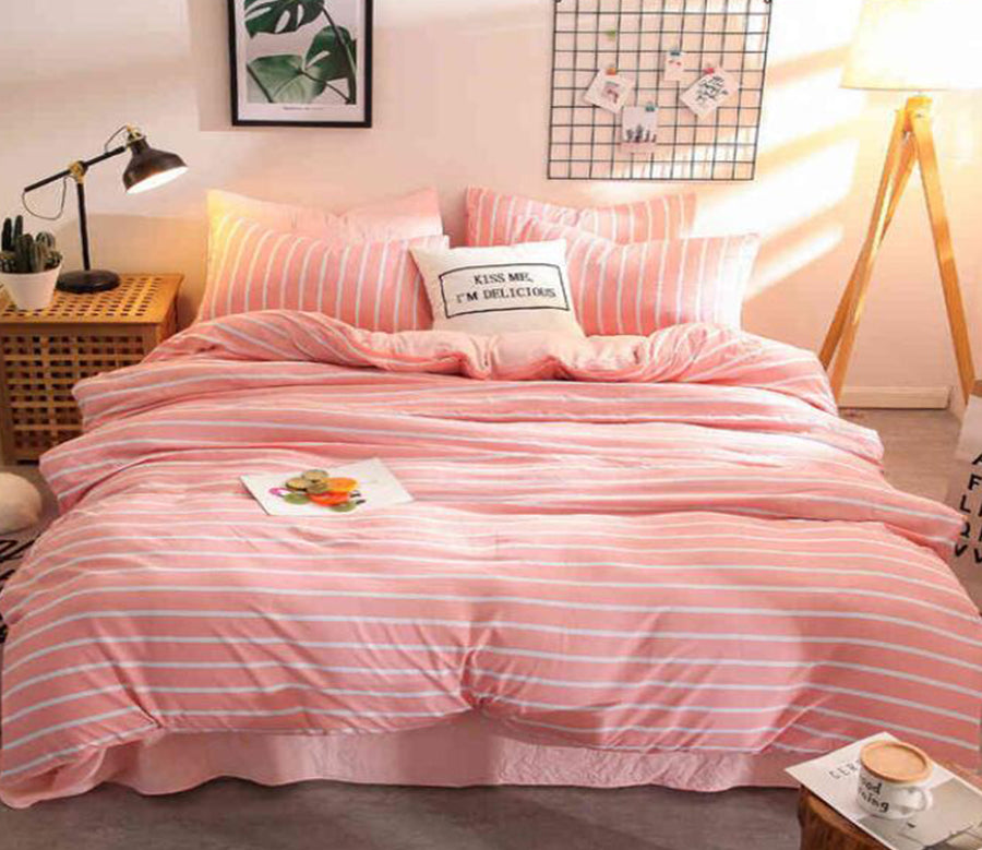 3D Pink Stripes 7003 Bed Pillowcases Quilt