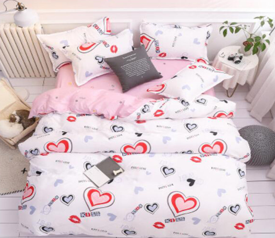 3D Red Love Pattern 5145 Bed Pillowcases Quilt