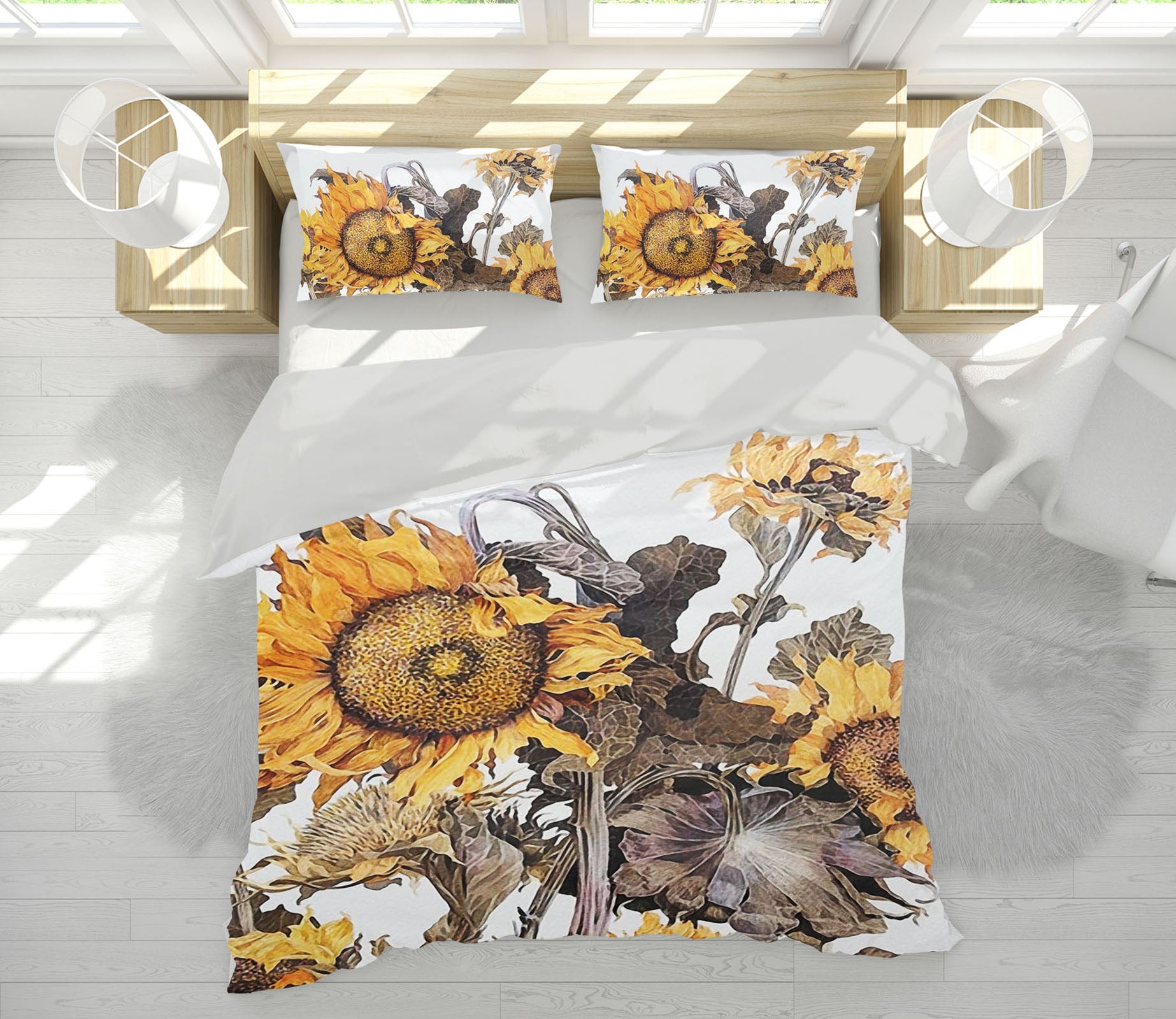 3D Sunflower 12139 Bed Pillowcases Quilt