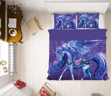 3D Purple Unicorn 120 Rose Catherine Khan Bedding Bed Pillowcases Quilt Quiet Covers AJ Creativity Home 
