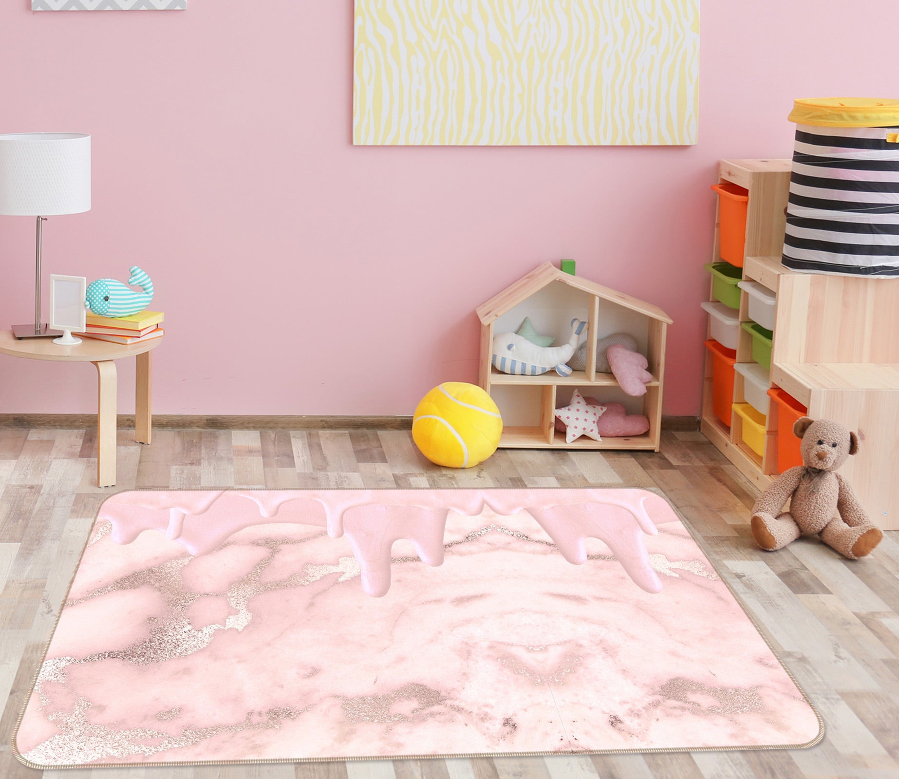 3D Pink Painting 057 Uta Naumann Rug Non Slip Rug Mat