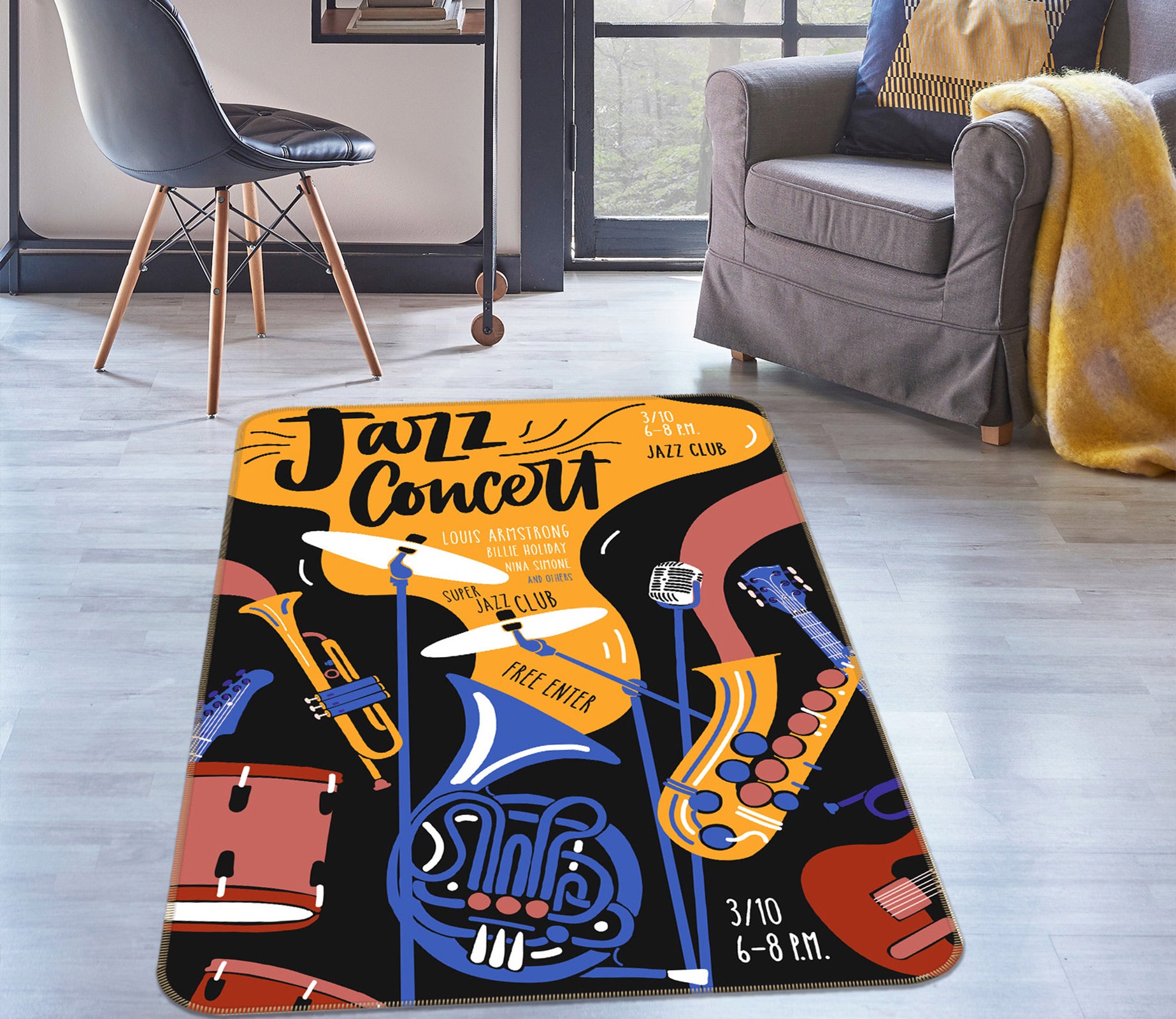 3D Musical Instrument 37106 Non Slip Rug Mat