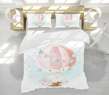 3D Pink Hot Air Balloon 59012 Bed Pillowcases Quilt