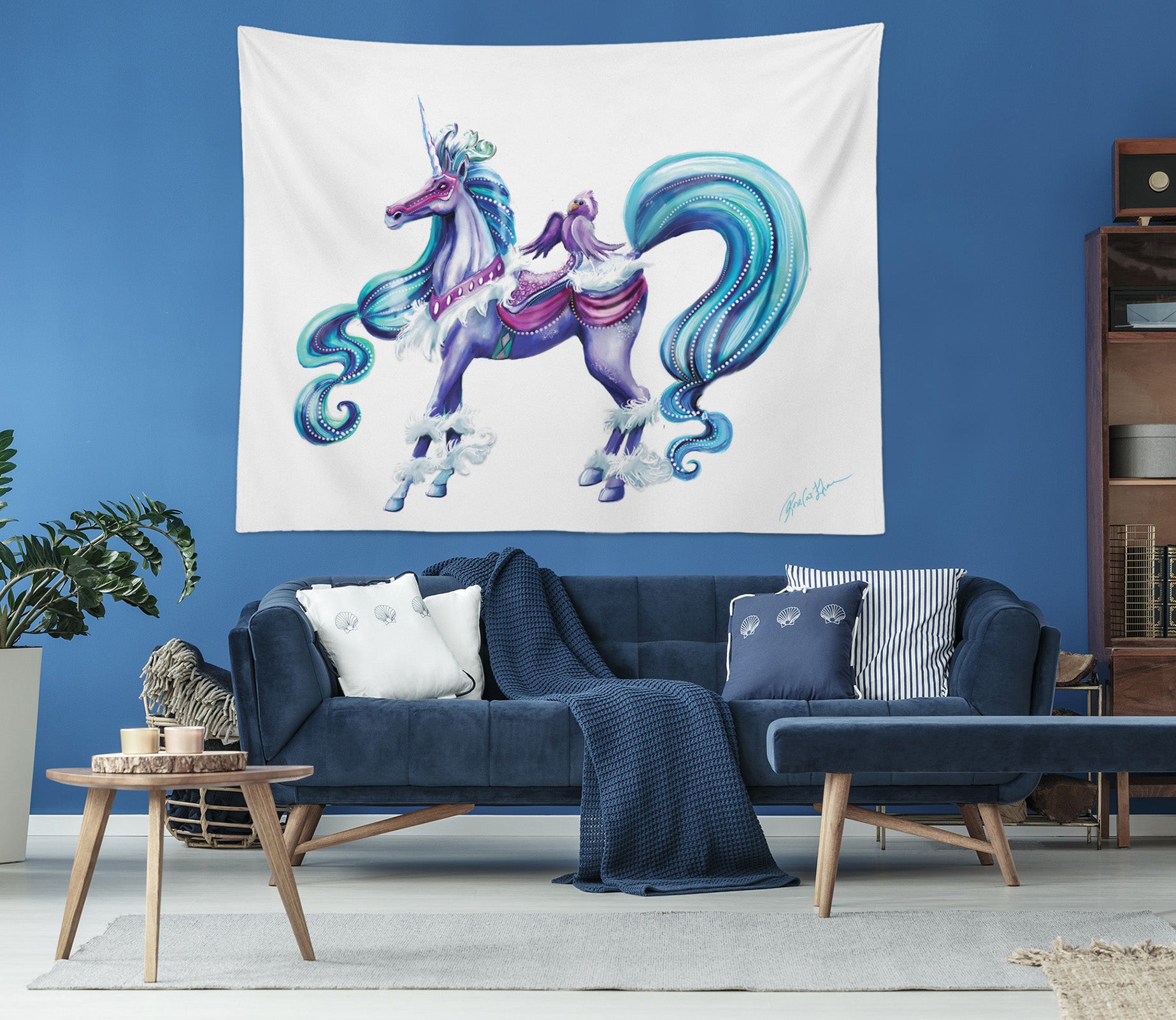 3D Elegant Unicorn 5213 Rose Catherine Khan Tapestry Hanging Cloth Hang