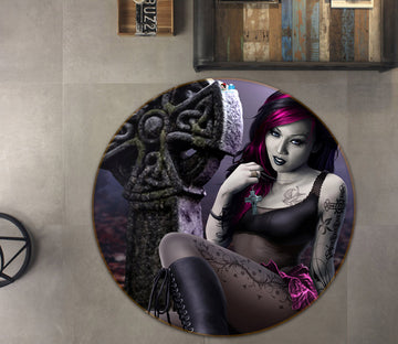 3D Beauty 4170 Tom Wood Rug Round Non Slip Rug Mat