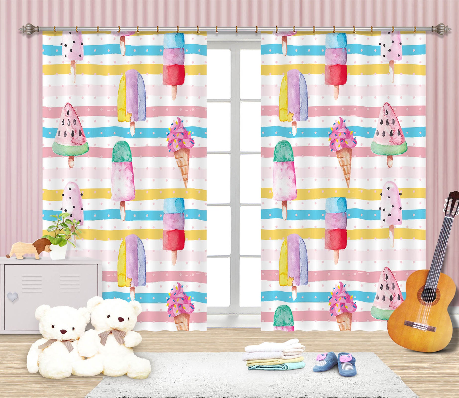 3D Color Ice Cream 240 Uta Naumann Curtain Curtains Drapes