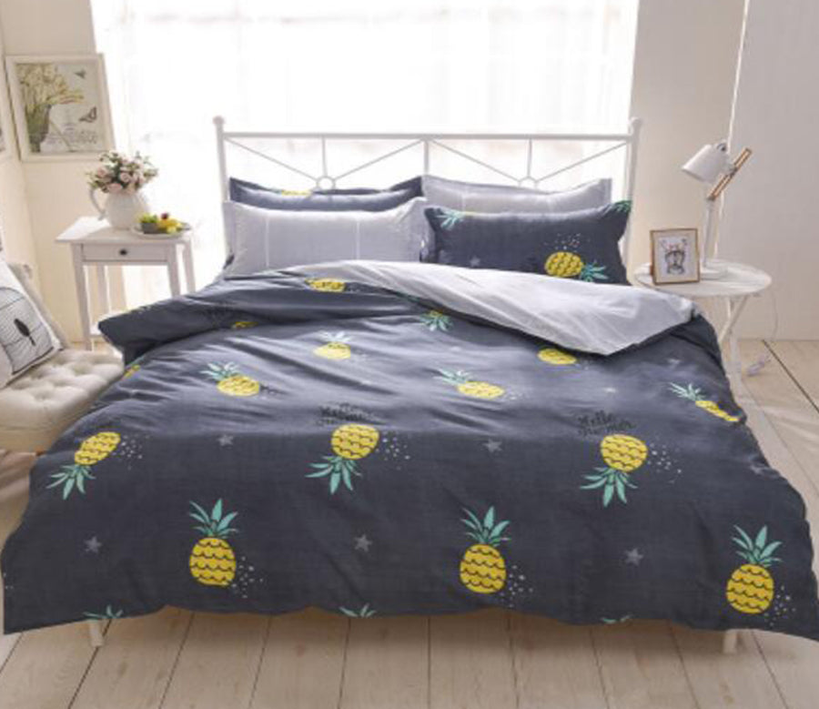 3D Black Background Pineapple 4023 Bed Pillowcases Quilt