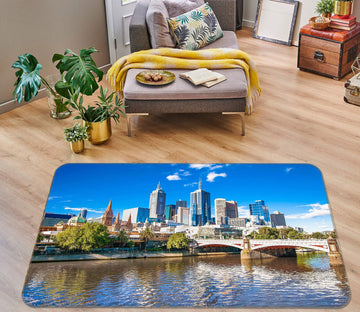 3D Building Bridge River 77107 Non Slip Rug Mat