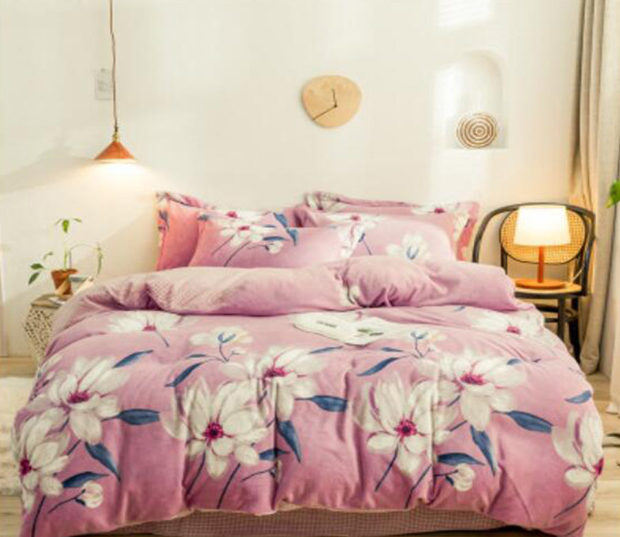 3D White Flowers 20110 Bed Pillowcases Quilt
