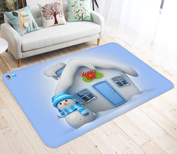 3D Snowman House 65195 Christmas Non Slip Rug Mat Xmas