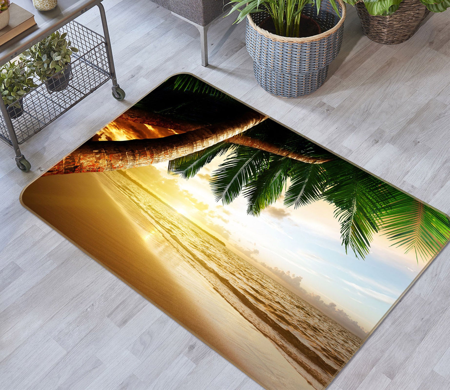 3D Coconut Beach 65078 Non Slip Rug Mat