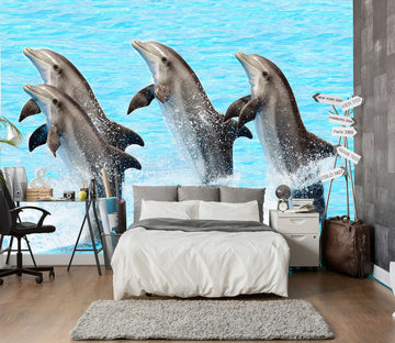 3D Dolphin Show 119 Wall Murals Wallpaper AJ Wallpaper 2 