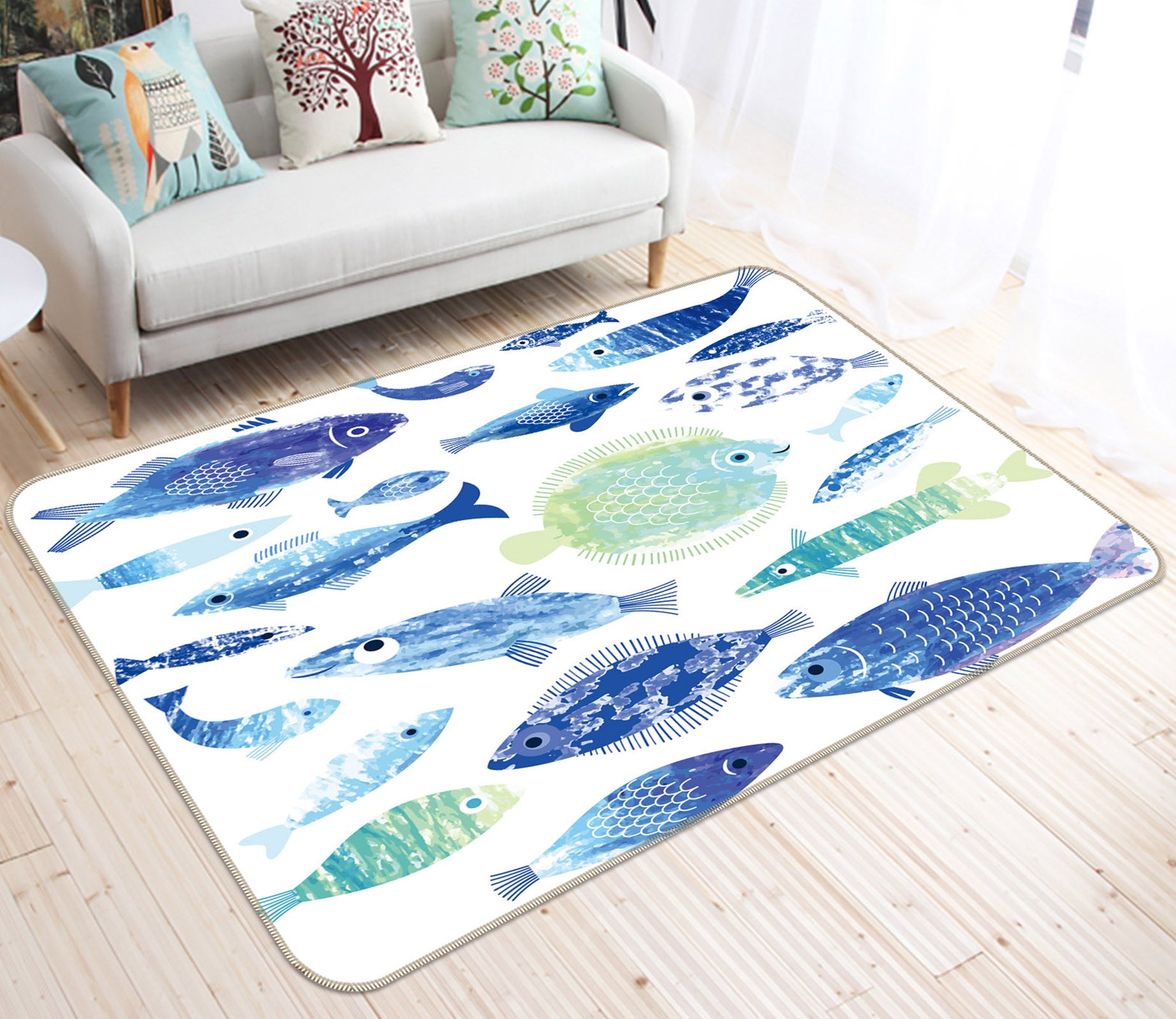 3D Fish Pattern 35059 Non Slip Rug Mat