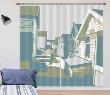3D Mudeford Beach Huts 123 Steve Read Curtain Curtains Drapes Curtains AJ Creativity Home 