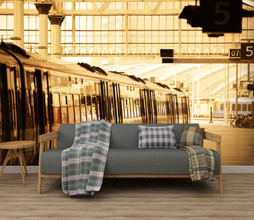 3D Sunset Train Station 028 Vehicle Wall Murals