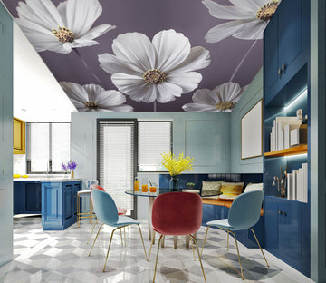 3D Grey White Flower 2563 Assaf Frank Ceiling Wallpaper Murals