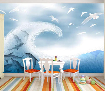 3D Wave Shark 1447 Wall Murals Wallpaper AJ Wallpaper 2 