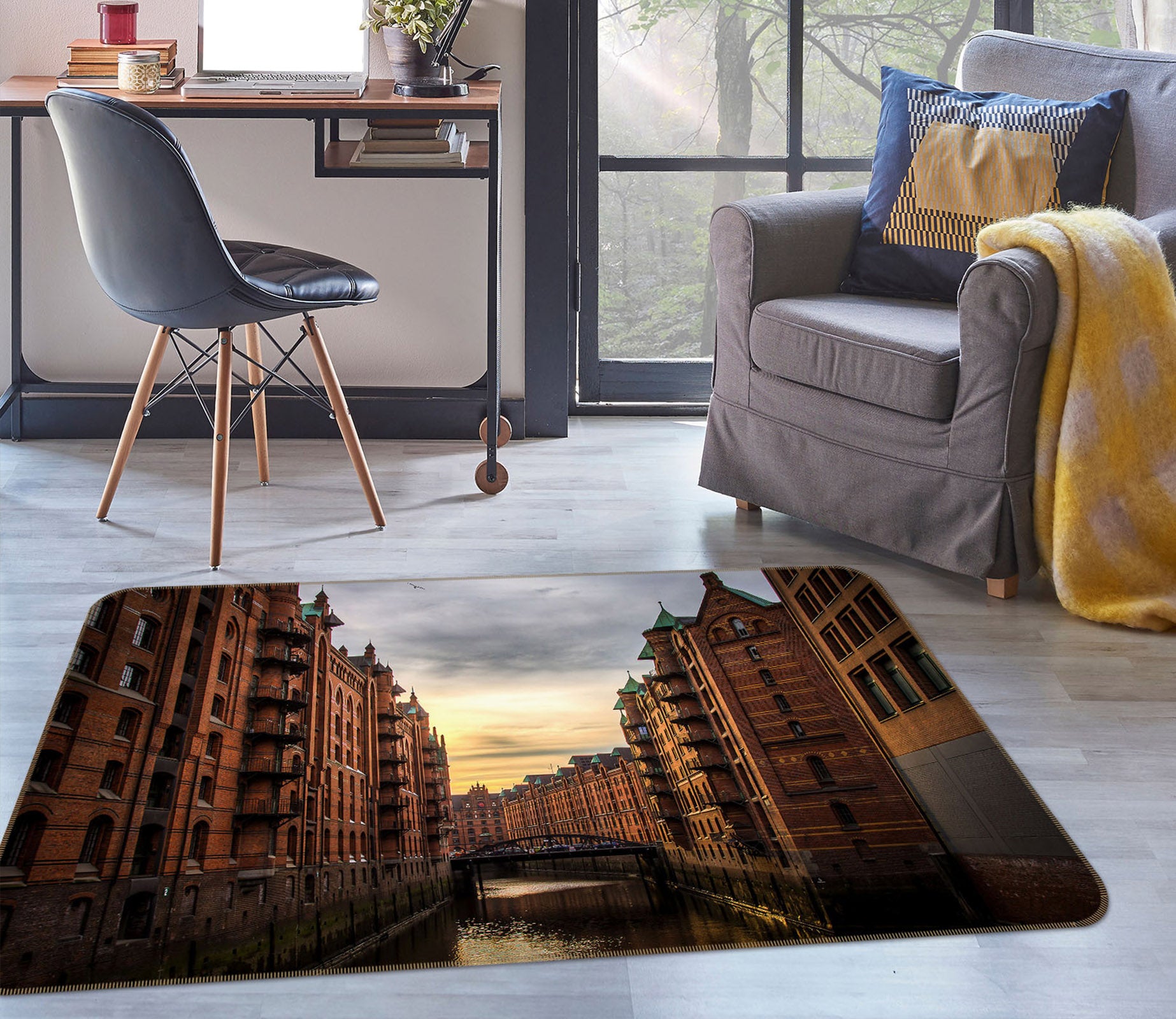 3D River Building 35197 Non Slip Rug Mat