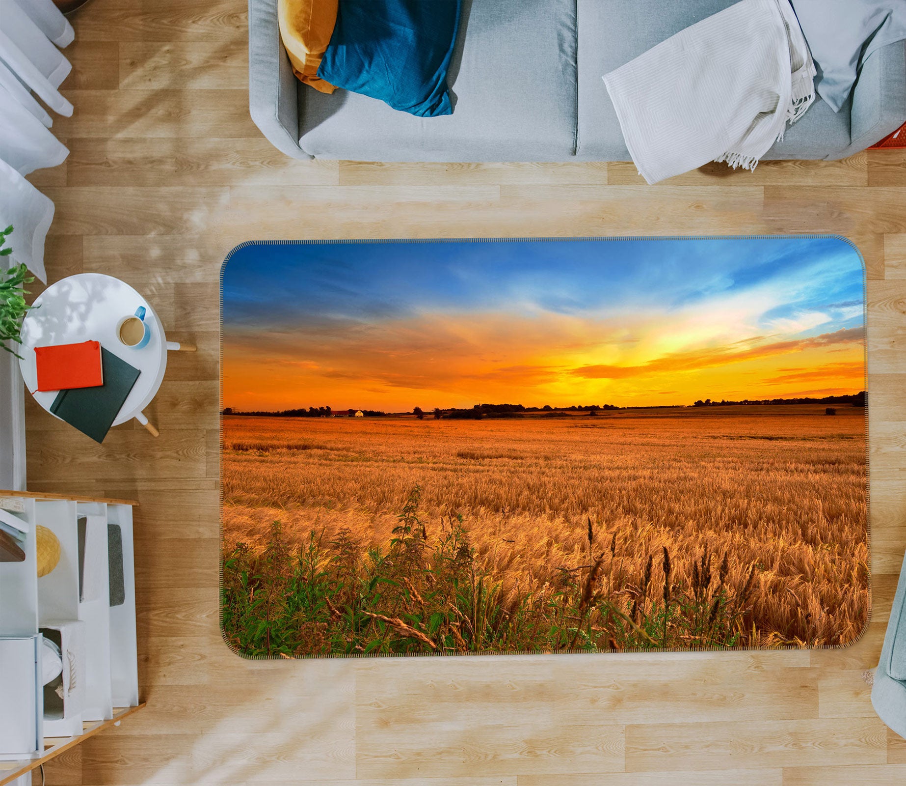 3D Sunset Grass 76014 Non Slip Rug Mat