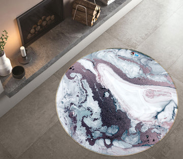 3D Black White Texture 81166 Round Non Slip Rug Mat