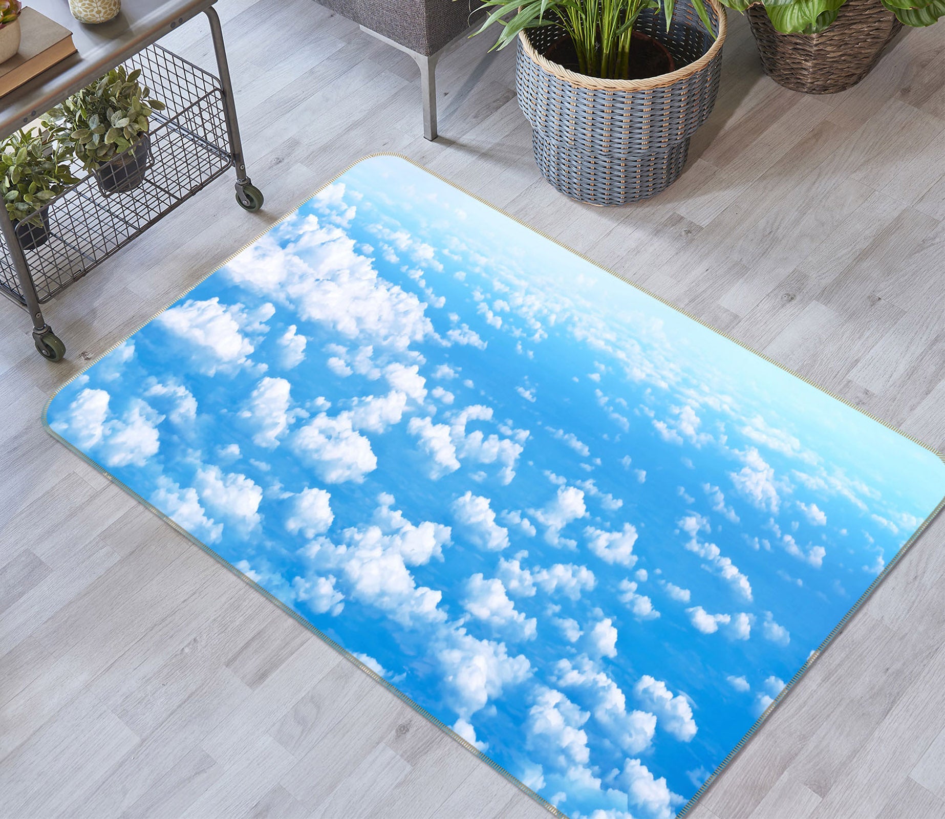 3D Blue Sky White Clouds 65139 Non Slip Rug Mat