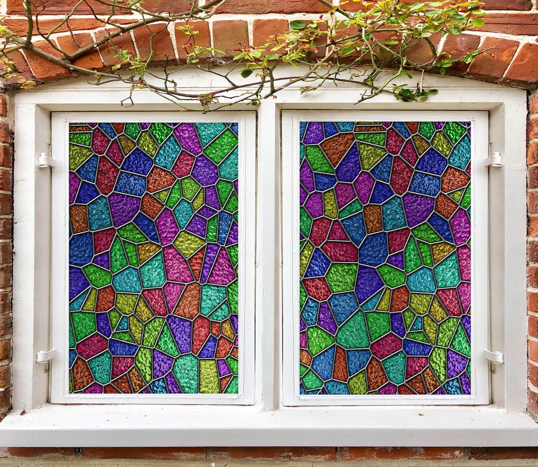 3D Colored Triangle 201 Window Film Print Sticker Cling Stained Glass UV Block Wallpaper AJ Wallpaper 2 