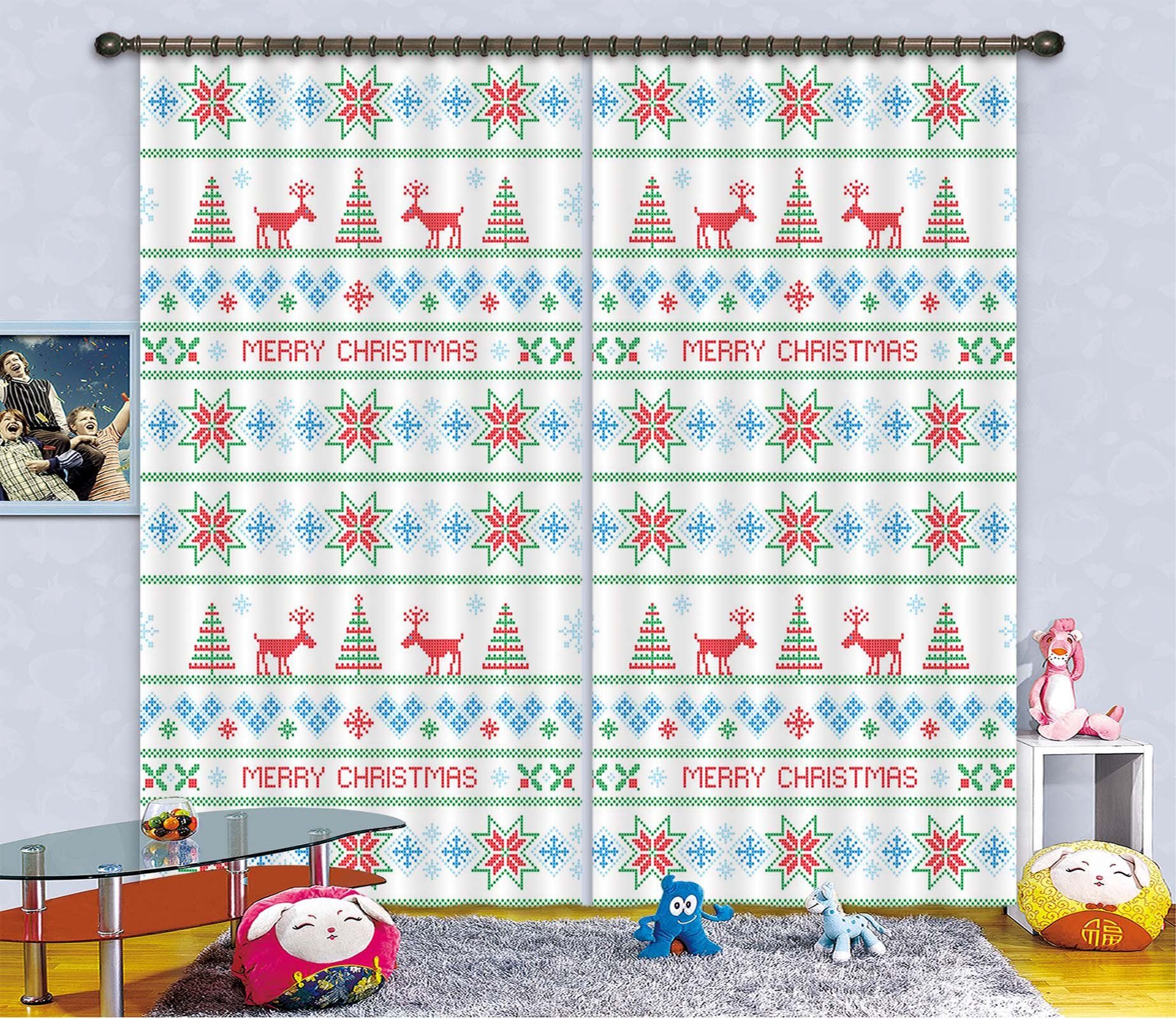 3D Cross Stitch Snowflake 38 Curtains Drapes Curtains AJ Creativity Home 