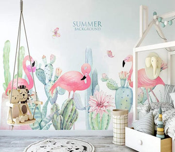 3D Pink Flamingo 2172 Wall Murals Wallpaper AJ Wallpaper 2 
